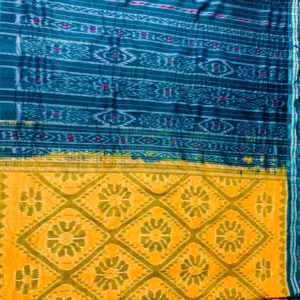 Yellow with Blue IndusDiva Nuapatna Cotton Handloom Saree