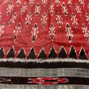 Red with Black border IndusDiva Nuapatna Cotton Handloom Saree