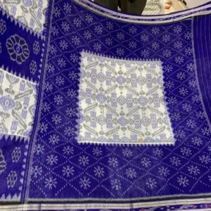 Nuapatni Masrise blue with white Cotton Handloom Saree