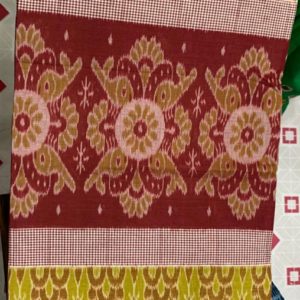 Nuapatni Masrise Red with Yellow Cotton Handloom Saree