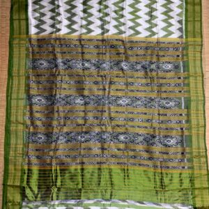 Nuapatni Ikat super fine Silk blended white with red border Pata Saree