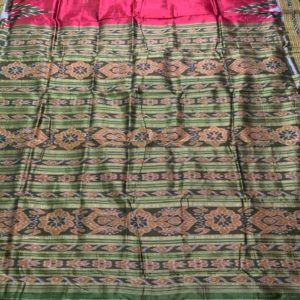 Nuapatni Ikat Red super fine silk into silk blended mini buti Pata Saree.