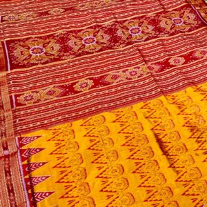 Nuapatni Ikat super fine Silk blended Red border Pata Saree
