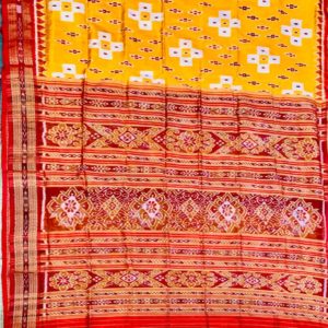 Nuapatni Ikat super fine Silk blended Yellow with Red border Pata Saree
