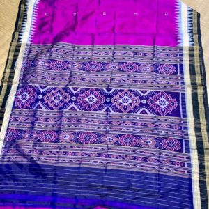 Nuapatni Ikat Blue super fine silk into silk blended buti Pata Saree.