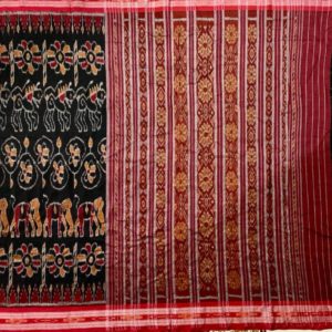 Nuapatni Khandua Masrise Black Cotton Handloom Saree