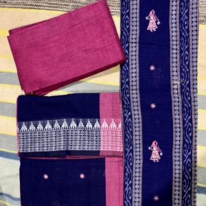 Bandha Blue Cotton Dress Set Cloth - (Kurti, Pant, Duppata)