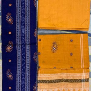 Bandha Blue Cotton Dress Set Cloth - (Kurti, Pant, Duppata)