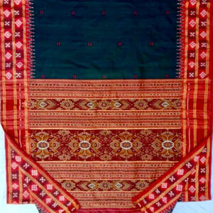 Pasapali double border Nuapatni Ikat super fine Silk blended black with red border Pata Saree