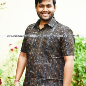 Pure Cotton Ikat Handloom Half Sleeves special Black Shirt for Men