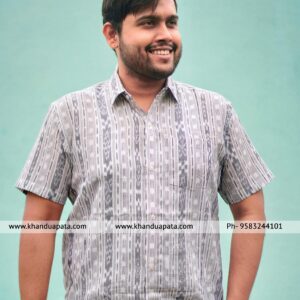 Pure Cotton Ikat Handloom Half Sleeves special White Shirt for Men